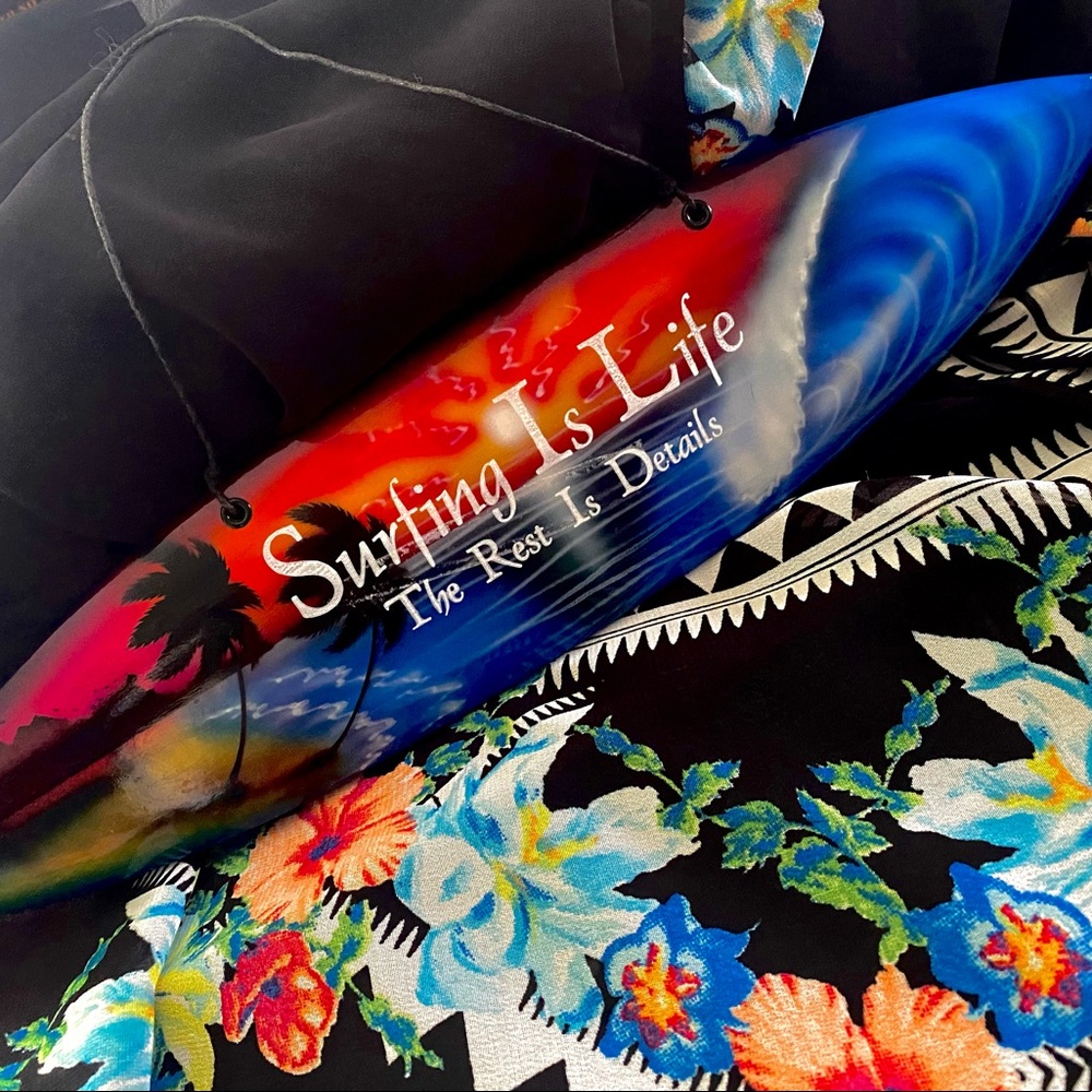 🌈🏄🏽‍♀️Surfing is Life Wood Surfboard Decoration 🏝🌊